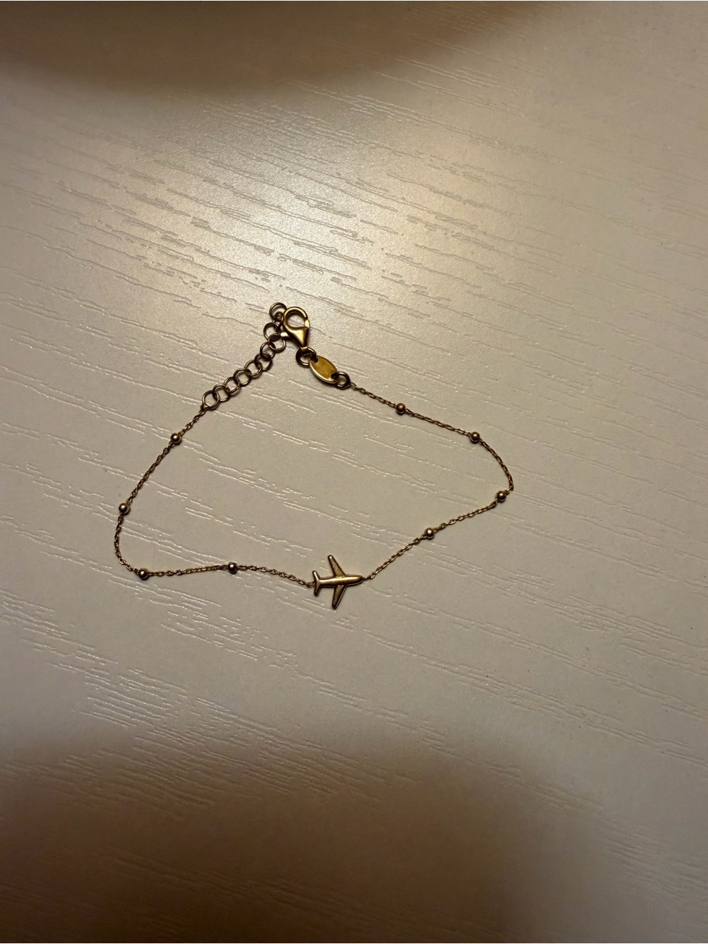 Gold Airplane Charm Delicate Bracelet - Women Jewelry